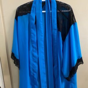 Blue with black lace robe